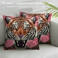 thumbnail image 3 of HENGT Tiger Floral Decorative Throw Pillow Cover Pink Pillow Covers Flower Animal Print Tiger Cushion Cover with Tassels Decor Square Pillowcase for Sofa Couch Bedroom Living Room, 3 of 5