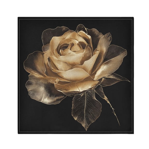 JSTEL Crystal Gold Rose Flower Cloth Napkins Set of 6, 20x20 Inch Washable and Reusable Napkin for Decoupage Dinner Party Everyday Use