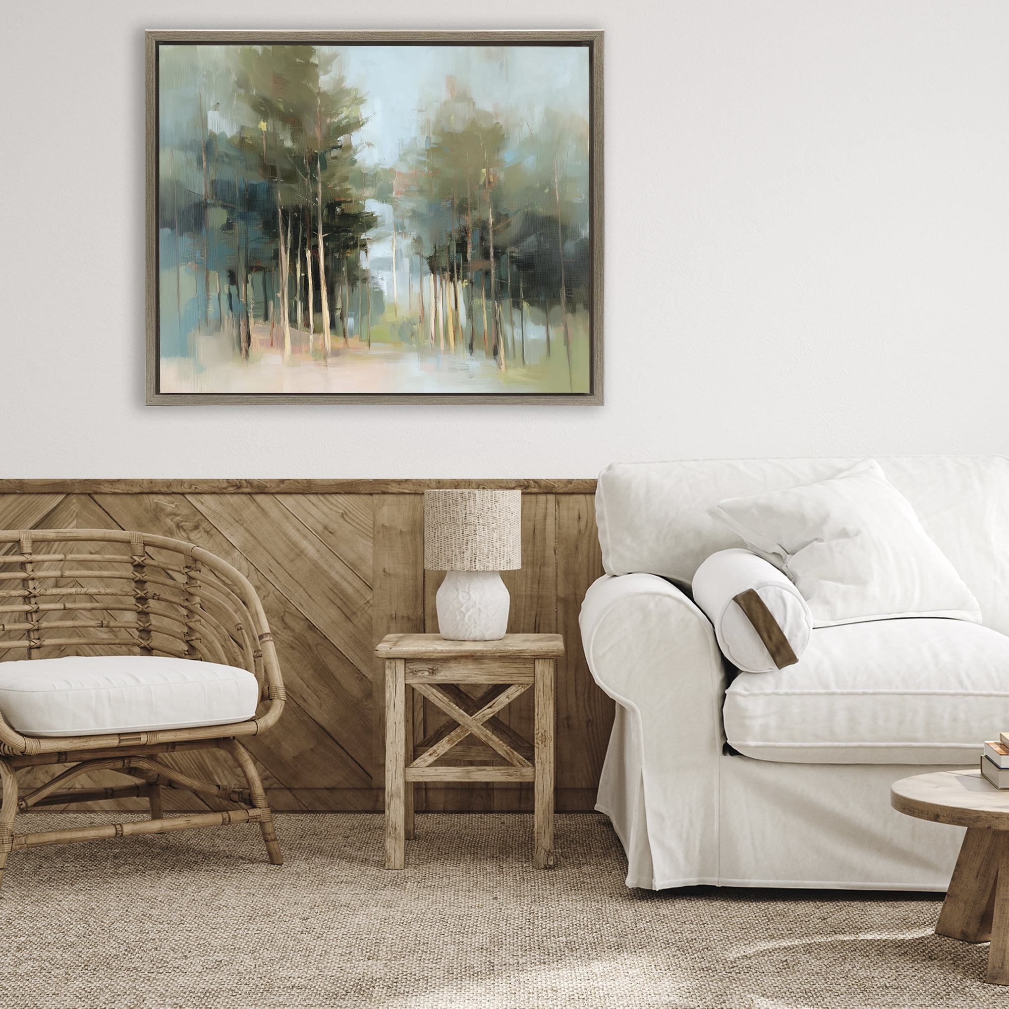 Stupell Industries The Grove Impressionist Forest Brown Framed Floater Canvas Wall Art, design by Kim Curinga