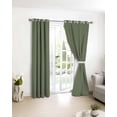 thumbnail image 3 of Green Solid Color Blackout Curtains for Bedroom/Living Room, Thermal Insulated Kitchen Curtains, Aesthetics Contemporary Luxury Grommet Darkening Window Treatment Drapes 52"x72"x2, 3 of 8