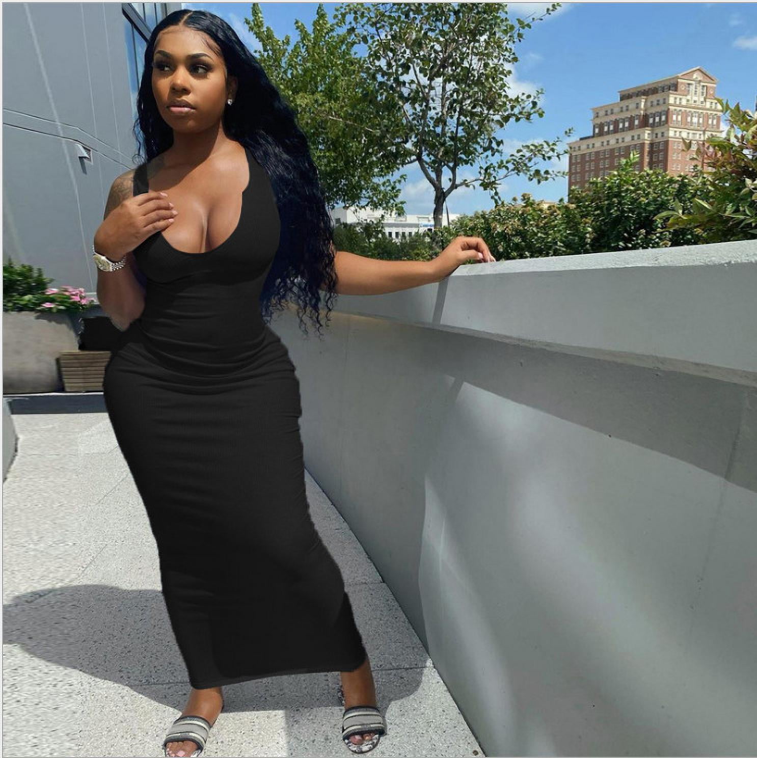 Women's Sexy Ribbed V Neck Bodycon 