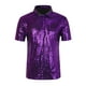thumbnail image 5 of INSPIRE CHIC Camisa Polo de Lentejuelas para Hombre, Brillante, de Manga Corta, Fiesta en Club, Camisetas de Golf L Púrpura, 5 of 6