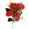 thumbnail image 2 of 15 Heads Artificial Flowers for Outdoors, 1 Bunches 12 Inch Dahlia Daisies Mum Fake Plants Uv Resistant Faux Flower Cemetery Flowers for Grave Spring Summer Decor Mothers Day Indoor Home (Red), 2 of 8
