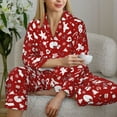 thumbnail image 6 of Pofeuu Red Christmas Cheer. Print Womens Pajamas Set Long Sleeve Sleepwear Button Down Nightwear Soft Pj Lounge Sets Button Down Pajamas Women-Medium, 6 of 7