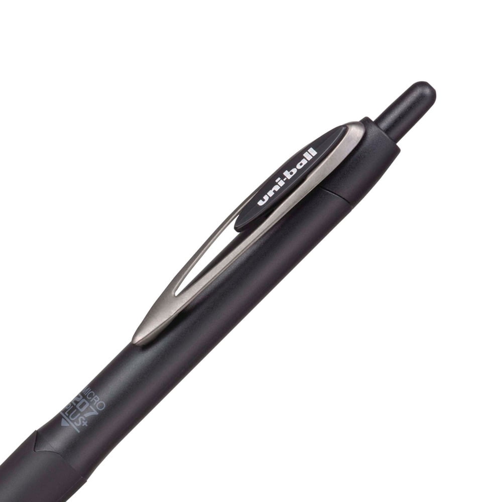 uni-ball 70606 207 Plus+ 0.5 mm Retractable Gel Pen - Black Ink/Black Barrel/Micro (1-Dozen)