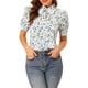 thumbnail image 5 of BLUSA CHIC para Mujeres con Cuello Caído, Cuello Abierto, Manga Abullonada, Camisa de Chifón S Blanca Azul, 5 of 6