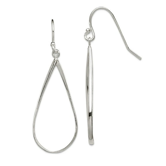 925 Sterling Silver Shepherd hook Polished Teardrop Dangle Earrings 41x15mm Wide Dangle Earring for Women