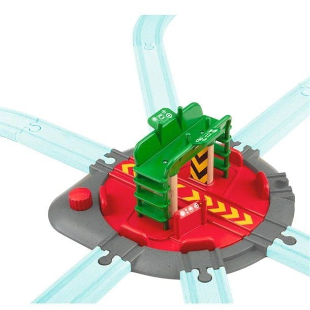 Brio Turntable & Figure, Wooden Train Track Accessory, 7 Rail
