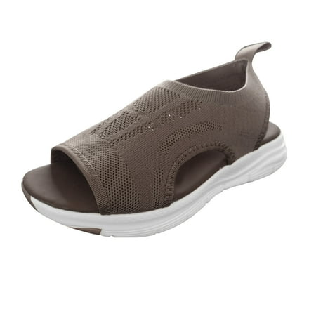 

Sandals For Women Dressy Summer Fashion Mesh Fish Mouth Shoes Brown 8
