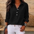 thumbnail image 3 of Stamzod Long Sleeve Tops for Women Dressy Casual Corduroy Button Up Shirt Fall Fashion Collared Work Blouse with Pocket, 3 of 9