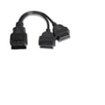 thumbnail image 1 of WWS-1 Câble d'Extension en Angle Droit OBD2 en Forme de Y pour Voiture, Standard 1 Mâle à 2 Femelles 16 Broches Tout-en-un 24AWG, Faisceau de Câblage OBD Sortie Intelligente Adaptateur un-à-Deux, Universel Voiture (Noir), 1 of 4