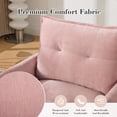 thumbnail image 5 of 360°Swivel Accent Chair, Upholstered 28''W Oversized Armchair, PAPROOS Barrel Chair Reading Armchair with Side Pockets & Cushion, Modern Accent Chair with Metal Base for Living Room Bedroom, Pink, 5 of 11