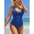 thumbnail image 4 of Sociala Ribbed V Neck One Piece Swimwear for Womens Double Straps Bath Suit, 4 of 6