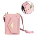 thumbnail image 2 of ELEHOLD for Samsung Galaxy Z Flip 5 Case Premium Leather Wallet with Back Organ Card Holders Kickstand Function Crossbody Shoulder Strap Luxury Shockproof Women Purse Cover ,pink, 2 of 6