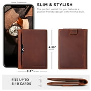 Serman Brands Travel Wallet | RFID Blocking | Bifold Slim Genuine Leather | Thin Minimalist | Front Pocket Wallets for Men | Billfold | Canyon Red
