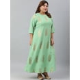 thumbnail image 6 of XL LOVE by Janasya Indian Women's Plus Size Light Green Poly Crepe Gold Print A-line kurta, 6 of 8