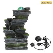 Tabletop Fountains Indoor Water Fountain with Colorful Rolling Ball, Stacked Rocks Waterfall Fountain Calming Water Sound Feng Shui Relaxation Fountains for Home Office Decor
