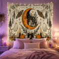 thumbnail image 2 of Floral Garden Textured with Crescent Moon Human Face, Nostalgic Vintage for Botanical Art Lovers, Botanical Wall Decor, Halloween Gift, Tapestry Wall Hanging for Bedroom and Dorm, 2 of 5
