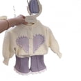 thumbnail image 5 of Traje de dos piezas de otoño e invierno para niñas, nuevo estilo coreano, cárdigan de moda para bebés, suéter de punto, abrigo, pantalones con forro polar, 5 of 5