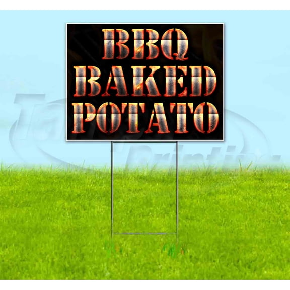 Bbq Baked Potato (18" x 24") Yard Sign, Includes Metal Step Stake