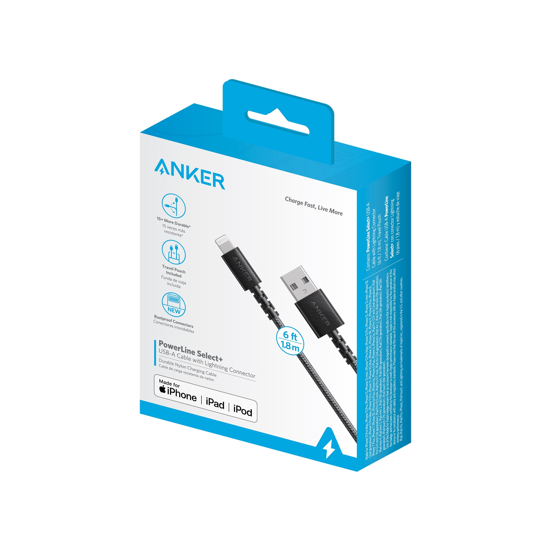 Anker PowerLine Select+ USB-A Cable with Lightning Cable Black