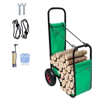 Firewood Log Cart with Waterproof Cover, Heavy-Duty Steel Wood Holder Rack for Indoor Fireplace and Outdoor Fire Pit Storage