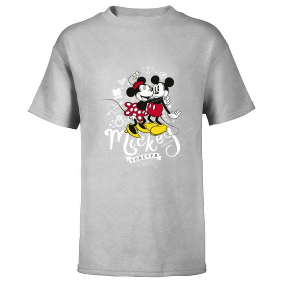 Disney Minnie Mouse Mickey Forever Love Hug Valentine’s Day - Short Sleeve T-Shirt for Kids - Customized-Athletic Heather