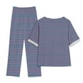 thumbnail image 3 of Yuzhih Two Piece Lounge Sets for Women Round Neck Short Sleeve Top and Striped Pants Matching Outfits Clothing, 3 of 3