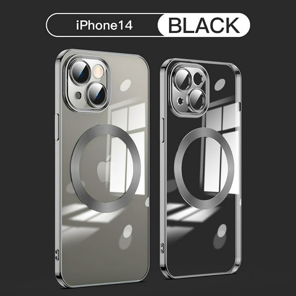Clean Plating Case Compatible iPhone 14 Plating Clean Case with Shockproof Magsafe Support Wireless Charging Len Protection Anti-Scratch-Resistant Anti-Fall Magnetic for iPhone 14 6.1 inc,Black