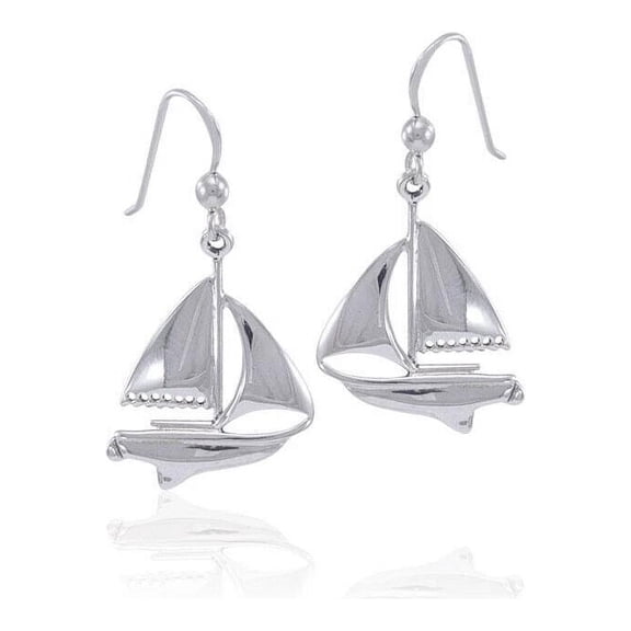Sailboat 925 Sterling Silver Earrings Fine Nautical Adventure Sport Sea Jewelry