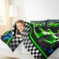 thumbnail image 4 of jejeloiu Speed Sport Car Bedding Comforter Set,Extreme Racing Game Twin Comforter Sets,Black White Green Bedding Set For Kids,Microfiber Bedroom Decor Reversible,2-Piece, 4 of 8