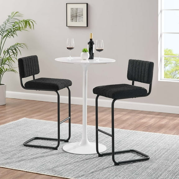 Modway Parity Boucle Bar Stools - Set of 2 in Black Black
