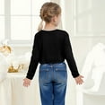 thumbnail image 4 of Xyant Girls Open Front Shrug Cardigan Kids Children Knit Long Sleeve Girls Bolero with Button Closure (Black,11-12 Years), 4 of 7