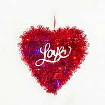 Nmdmisc 2025 New Valentines Wreath for Front Door,11" Heart Shaped Love Door Wreath with Lights,Valentine's Day Decorations for Wall Window Bedroom Valentines Day Party Decor