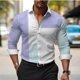 thumbnail image 1 of Camisa formal social para hombre, camisa a rayas a cuadros de color liso, camisa con botones, camisa informal de manga larga para hombre, ropa de calle para hombre, 6XL, 1 of 6