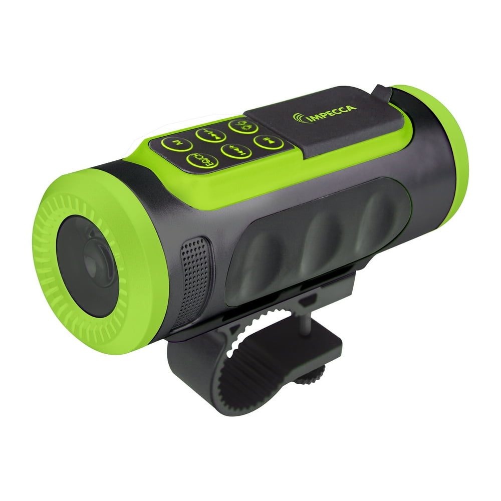 Impecca ASM330BTG Bluetooth Bicycle Speaker With Headlight Green