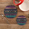 thumbnail image 2 of SKYSONIC Tribal Ethnic Vintage Pot Holders Trivets, 2 Pcs Heat Resistant Trivets,Purple Rustic Aztec Cotton Thread Weave Mats for Hot Pads Pans Pot Bowl Teapot for Kitchen Decor, 2 of 7