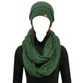 thumbnail image 3 of Wrapables Winter Warm Chunky Cable Knit Infinity Scarf and Beanie Set, Hunter Green, 3 of 7