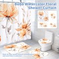 thumbnail image 3 of Dznils Orange Floral Shower Curtain Sets with Rugs, 16pc Watercolor Bathroom Curtains Set, 72" x 72", 3 of 9