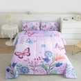 thumbnail image 2 of Homewish Dreamy Purple Butterfly Bedding Comforter Set for Kids, Rustic Farmhouse Twin Comforter Sets, Cartoon Animal Lover Reversible Bedding Set, Lightweight Room Decor, 2-Piece, 2 of 8