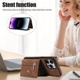 thumbnail image 4 of For Iphone 14 Pro Zipper Rfid Card Slot Phone Case With Short Lanyard(Brown),iPhone 16, 4 of 7