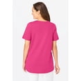 thumbnail image 3 of Woman Within Plus Size Short-Sleeve V-Neck Shirred Tee, 3 of 6