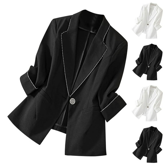 Wiyuqeen Women Blazers for Work Casual Notch Collar Open Front Blazer Suits Long Sleeve Color Block Jacket Coats for Plus Size