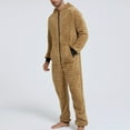 thumbnail image 5 of SWSMCLT Men's Long Sleeve Onesies Warm Thick Zipper Winter Onesie Pajamas Soft One Piece Polar Fleece Hooded Sleepwear Yellow X-Large, 5 of 5