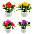 thumbnail image 5 of Pebbuoy Artificial Potted Plants 5 Rose Flower Head Home Office Table Centerpiece Wedding Faux Floral Bonsai Indoor Outdoor Desktop Decoration, 5 of 7