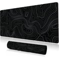 thumbnail image 1 of Desk Mat, Topographic Map Lines Pattern Large Desk Pad Extended Gaming Mouse Pad, 35.4 x 15.7inch Mouse Pad with Non-Slip Rubber Base Stitched Edges, Home Office Decor for Women Girls Men Boys, 1 of 5