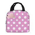 thumbnail image 1 of Fotbe Purple And White Polka Dot Bolsa Térmica con Estampado y Forro de Aluminio Grueso Bolsa de Almuerzo con Bolsillo Frontal para Hombres y Mujeres, Ideal para Trabajo, Escuela, 1 of 8