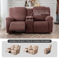 thumbnail image 2 of Genina Recliner Loveseat Cover Stretch Couch Covers Sofa slipcover for 2 Seat Reclining Couch Thick Jacquard Furniture Protector (Chocolate) C104, 2 of 3