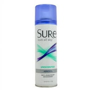 6 Pack - Sure Anti-Perspirant & Deodorant Aerosol Spray Unscented 6oz Each