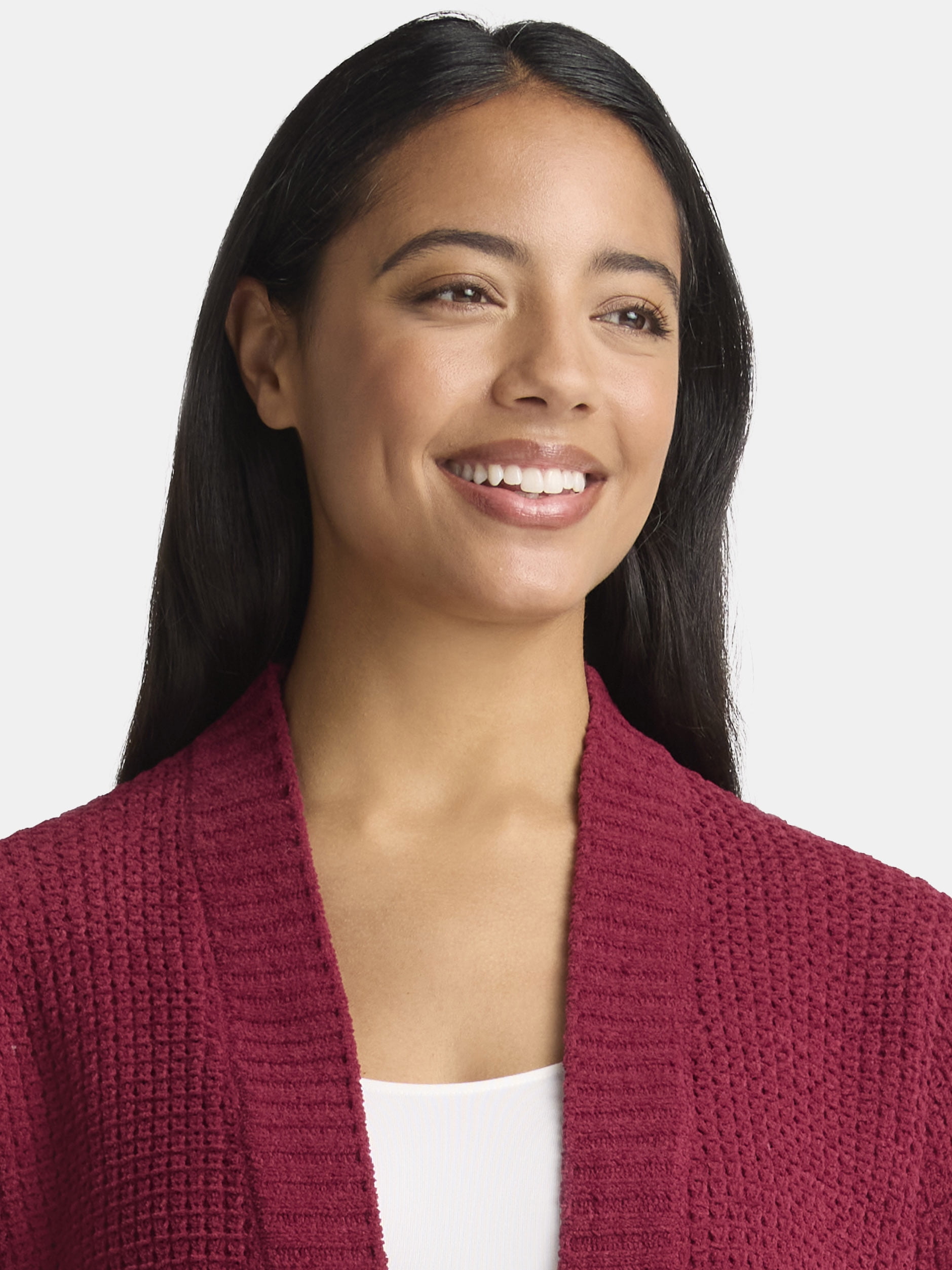 Time and Tru Women's Chenille Cardigan Sweater, Midweight, Sizes XS-XXXL